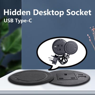 שקע שולחני רב-תכליתי שקע בריטי עם USB Type-C תקע שקוע לשולחן שקע עגול