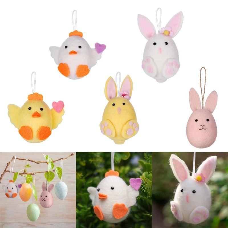 Easter Chick Rabbit Felts Colorful Handmade Doll for Spring Easter Party Decorations Mini Easter Ornaments for Tree