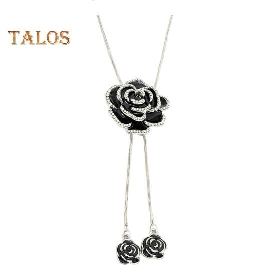 

Женская цепочка для свитера с подвеской в виде розы, стразами, кисточкой, украшением из сплава, украшениями для одежды, выпускного вечера, украшениями для вечеринки, ожерельем 1