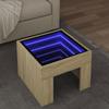 VidaXL Coffee Table with Infinity LED Sonoma Oak 40x40x30 Cm, Side Table, Living Room Table, End Table, 847597