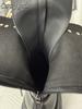 Gothic Schwarze Plateau Mid-Calf Stiefel für Damen Klobiger Absatz Schnürung Schnallendesign Seitenreißverschluss Edgy Punk Stil Damenstiefel