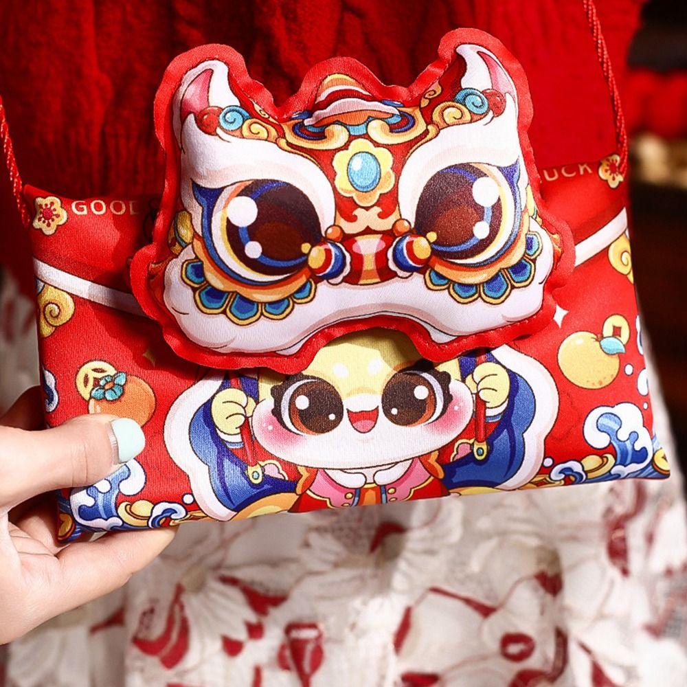 Cute Cloth Red Envelope Bag Crossbody Capable Creative Dragon Shoulder Bag 3D Snake Year New Year Red Packet Unisex
