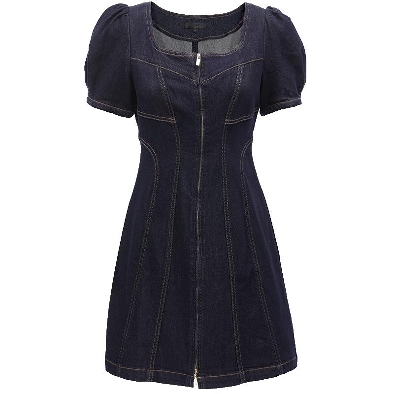 ONLY 2024 Summer Puff Sleeve Denim A-line Mini Dress