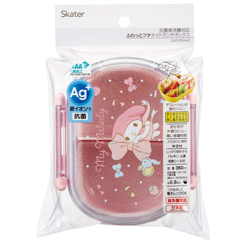 Skater Children's Bento Box, 360ml, with a Fluffy Lid, Made In Japan, Single Tier, Dishwasher and Microwave Safe, Sanrio My Melody Big Ribbon, Girl's,