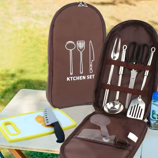 Tableware Storage Bag Large Capacity Zipper Closure Waterproof Portable Picnic Cookware Organizer Camping Supplies