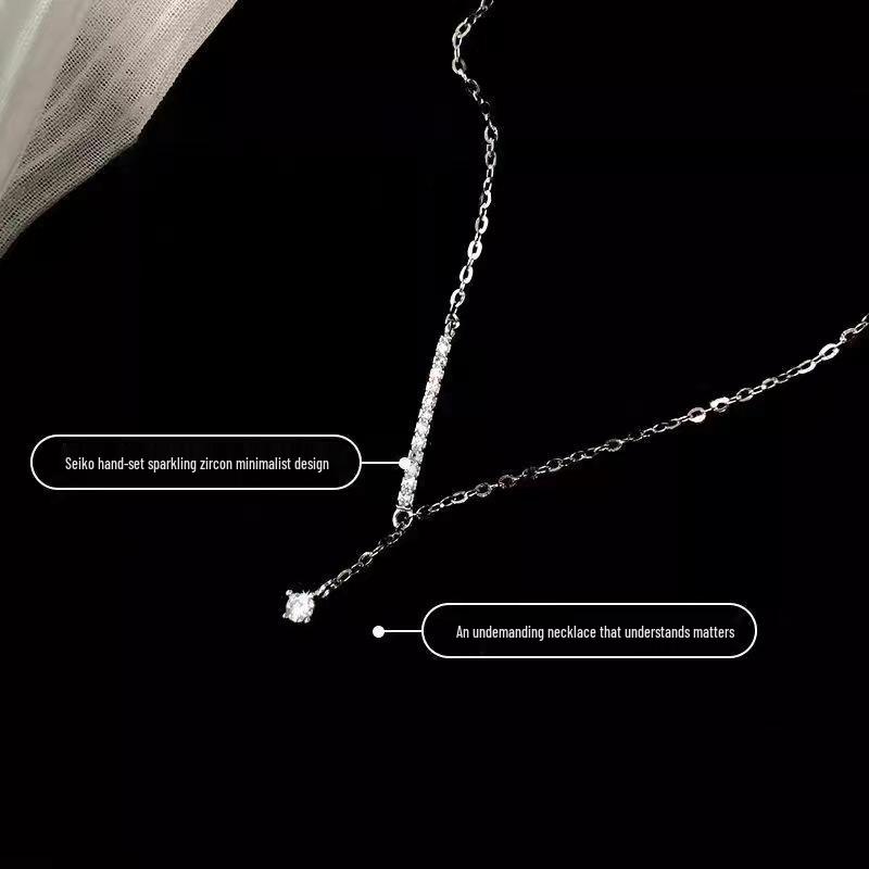 Chic Retro Zircon Tassel Necklace for Women - Autumn Versatile, Light Luxury, Trendy Clavicle Chain