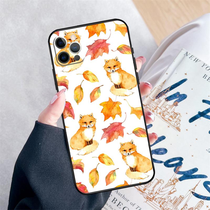 Herbstlaub Fallender Fuchs Handyhülle Für iPhone 14 15 16 Pro Max 12 13 Mini 11 Pro Max XR 15 16 Plus 16e Hülle Coque