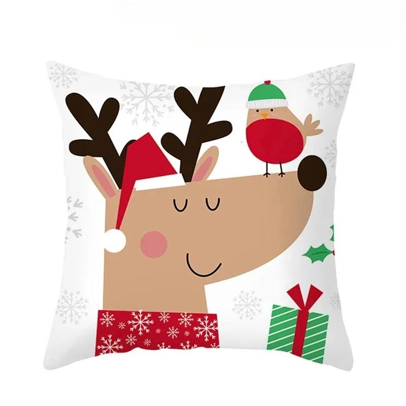 1 Piece Of Christmas Decoration Pillowcase Cartoon Santa Claus Snowman Pattern Sofa Cushion Suite Room Home Decoration Gift