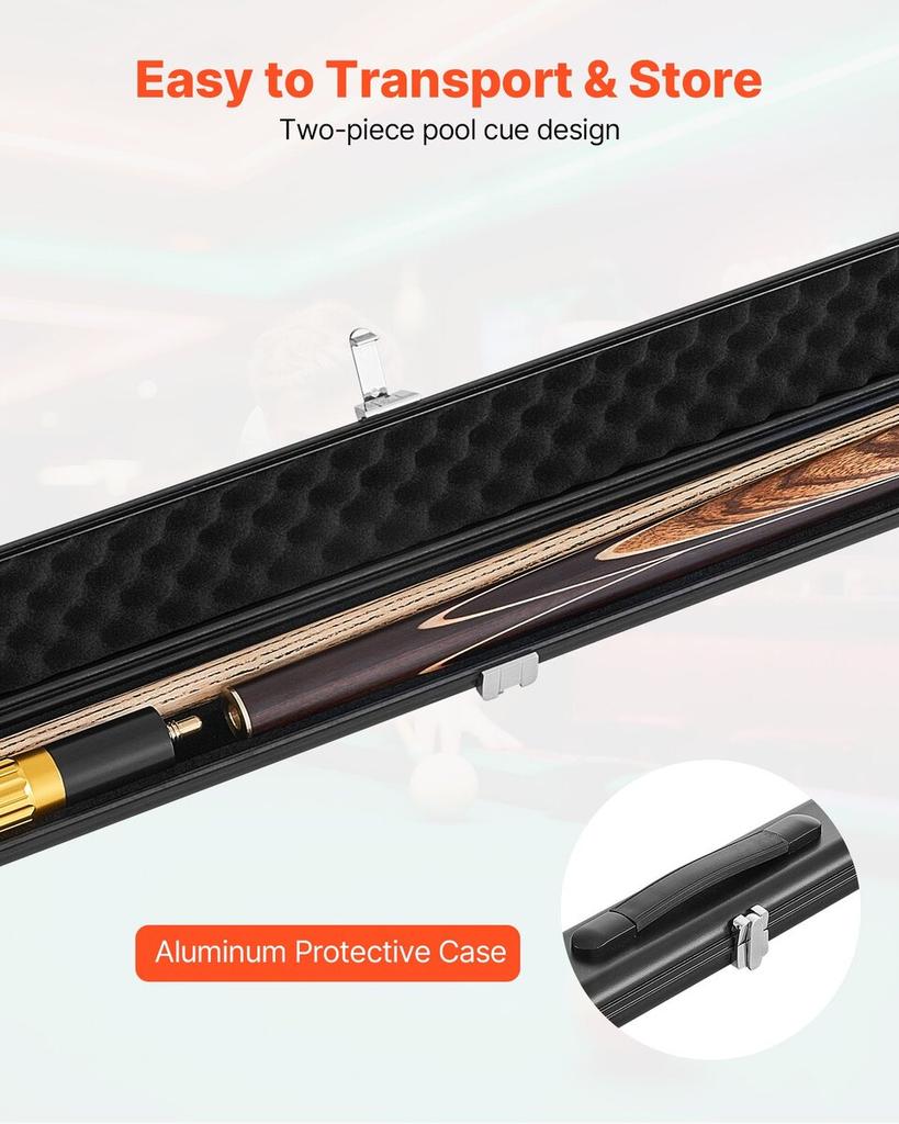 Pool Cue, 1447.8mm Jointed Snooker Cue, Snooker Cues Stick with Extension Rod & 9.5mm Leather Tip, 538g Pools Stick for Professional Pool Table, Bar,