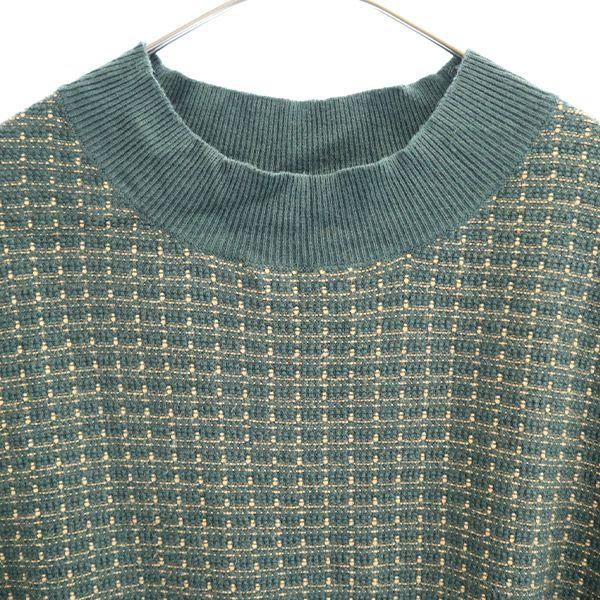 REDYAZEL Grid pattern Long sleeve knit one piece F green Women Used