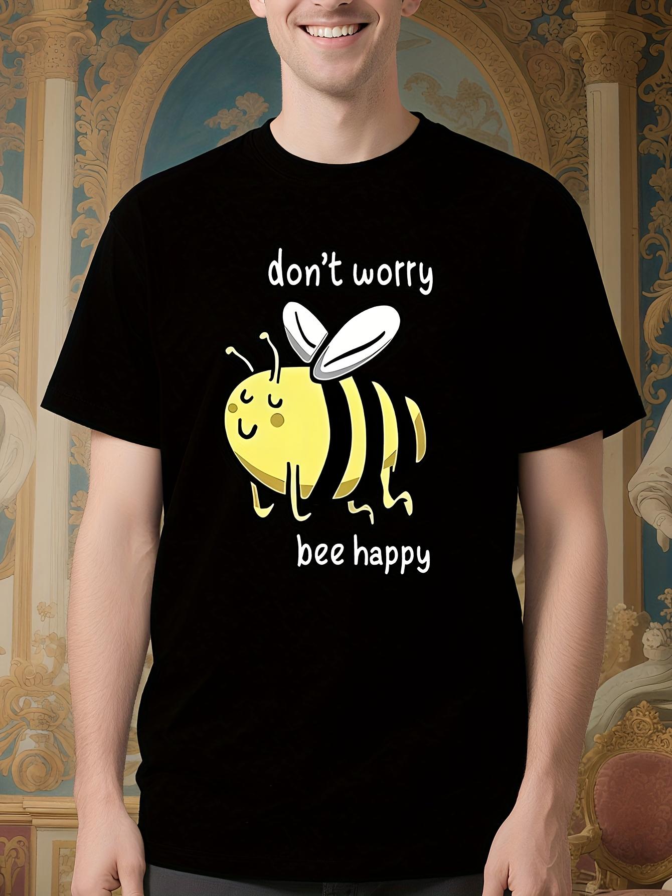 Black Tshirt - Cute Bee Graphic and Don t Worry Bee Happy... XXXL
