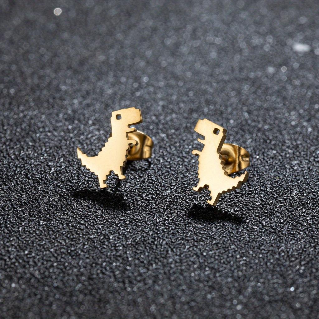 Nové Módní Minimalistické Mini Náušnice s Dinosaury 1 Pár Roztomilý Styl Dámské Dívčí Šperky Denní Doplňky Volba Dárku