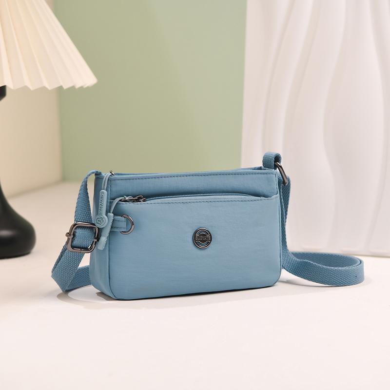 Small Square Bag Women's Lightweight Nylon Multi-Layer Shoulder Crossbody Bag