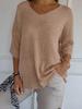 Women's Solid Color Slimming V-Neck Knit Sweaters - European & American Style, Three-Quarter Sleeves
