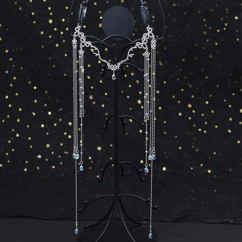 

Handmade Sweet Wedding Headpiece Crystal Bridal Head Chain Tiara Hair Jewelry for Women Rhinestone Forehead Headband Accessories срібний