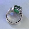 Bague Rectangulaire en Argent Sterling S925 2023 Taille Émeraude Simulée (10x12mm)