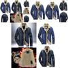 Herren Jeansjacke Mit Pelzkragen Gefüttert Winter Warm Lässig Denim Mantel M-6xl