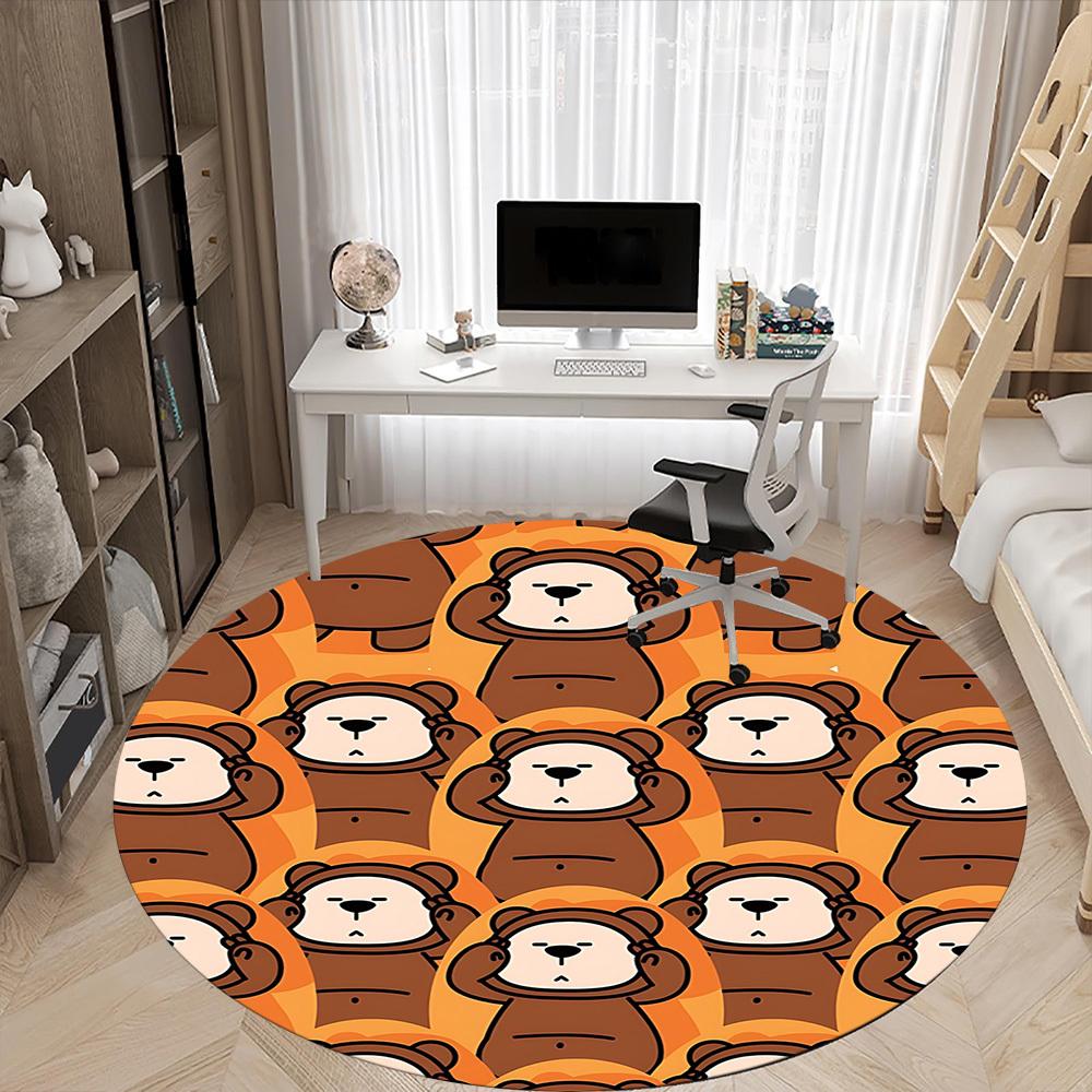 1PC Teddy Bear Print Chair Carpet for Office, Indoor Non-Slip Washable Carpet, Soft Comfortable Mat For Office Room yy250930089