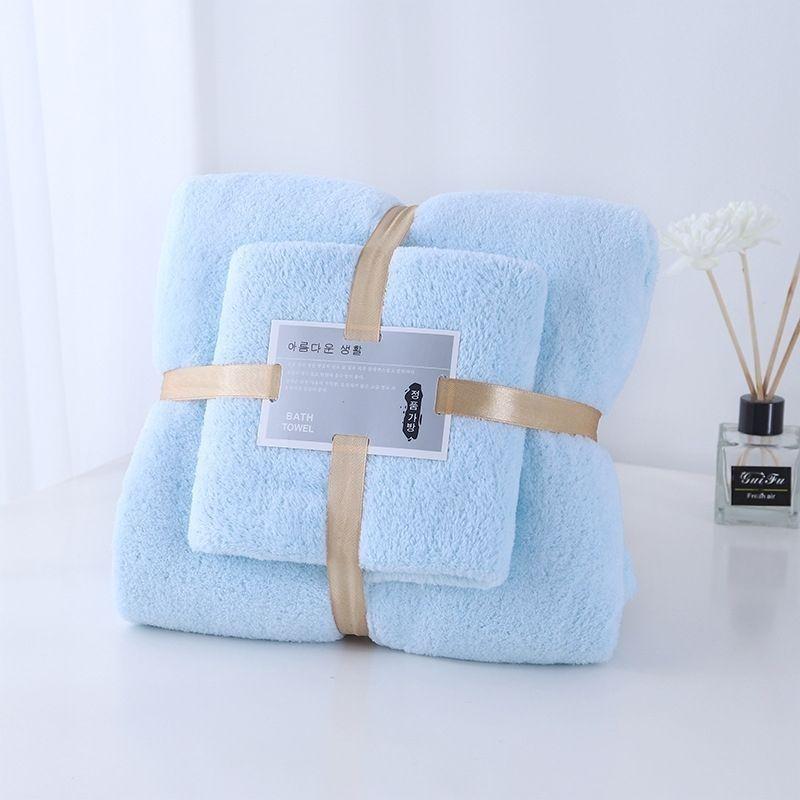 Coral Fleece Bath Towel Set: Water Absorbent, Lint-Free, Enlarged Two-Piece Gift Set
