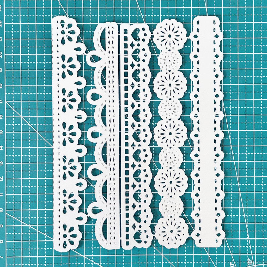 Metal Cutting Dies 5 Vintage Lace Borders Edge Embossing Stencil Die Cuts for Card Making DIY Scrapbook Album Decoration