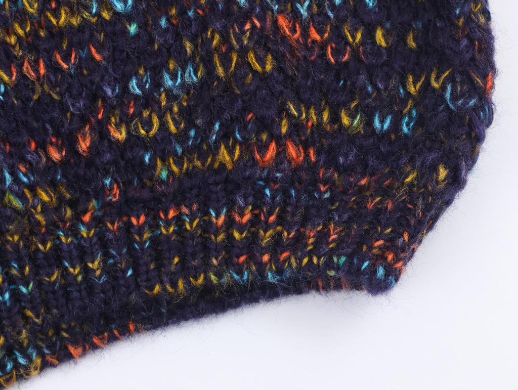 Autumn Winter Floral Yarn Chunky Knit High Neck Sweater - Women's Loose Fit