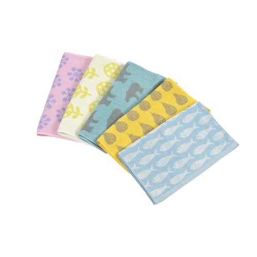 Kosugizen Face Towels, Everyday Nordic Style, Keytos, 5 Colors (5 Patterns), 1 of Each, 34 x 80 cm, Nordic Motif, Thin, Quick-Drying, Set of 5, SV-231