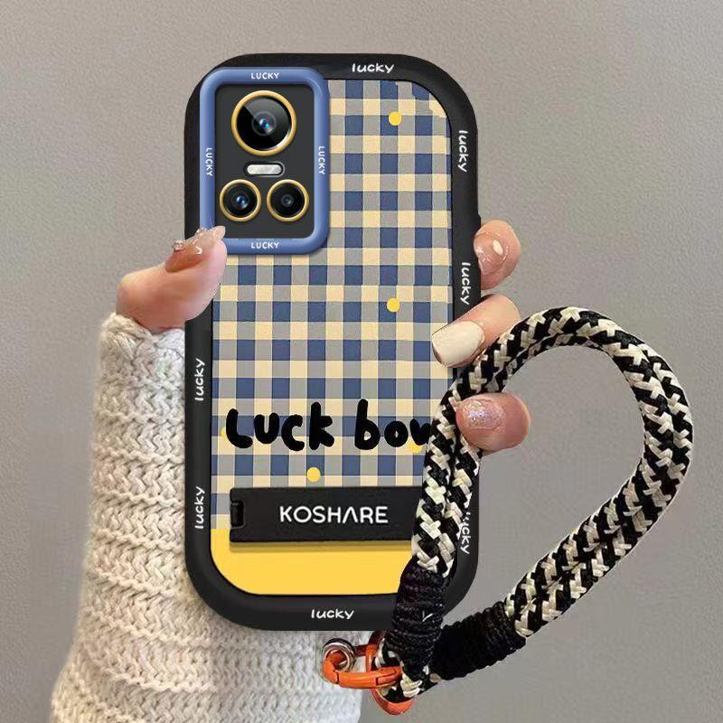 Monotone Lattice RealmeGtneo3 Mobile Phone Case Protective Case Silicone Tape Holder