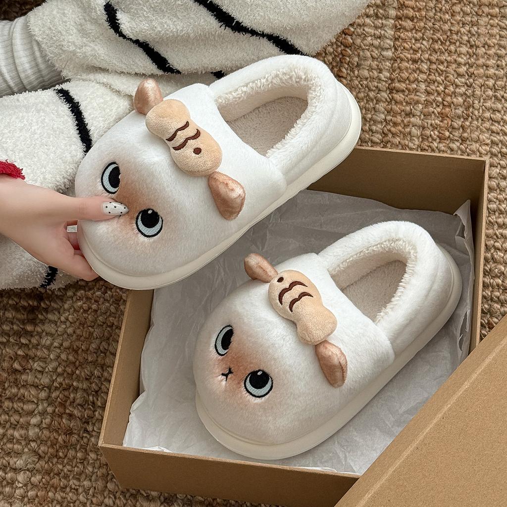 Cartoon Cute Cotton Slippers Are Soft In Autumn and Winter, Indoor Home Warmth, Velvet Thick-soled All-inclusive Cotton Shoes, and Outer Wear.