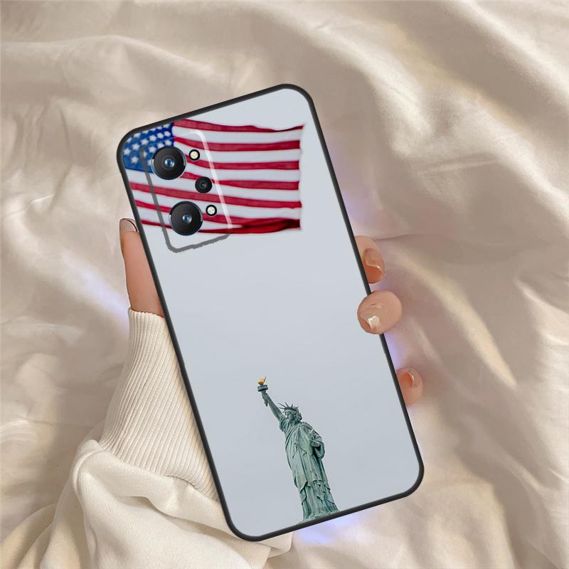 

America Flag Statue of Liberty Case For Realme C71 C55 C67 C51 C75 C63 C61 C65 C53 C35 11 12 13 14 Pro Plus GT6 GT7 15 Pro Realme 11 Pro