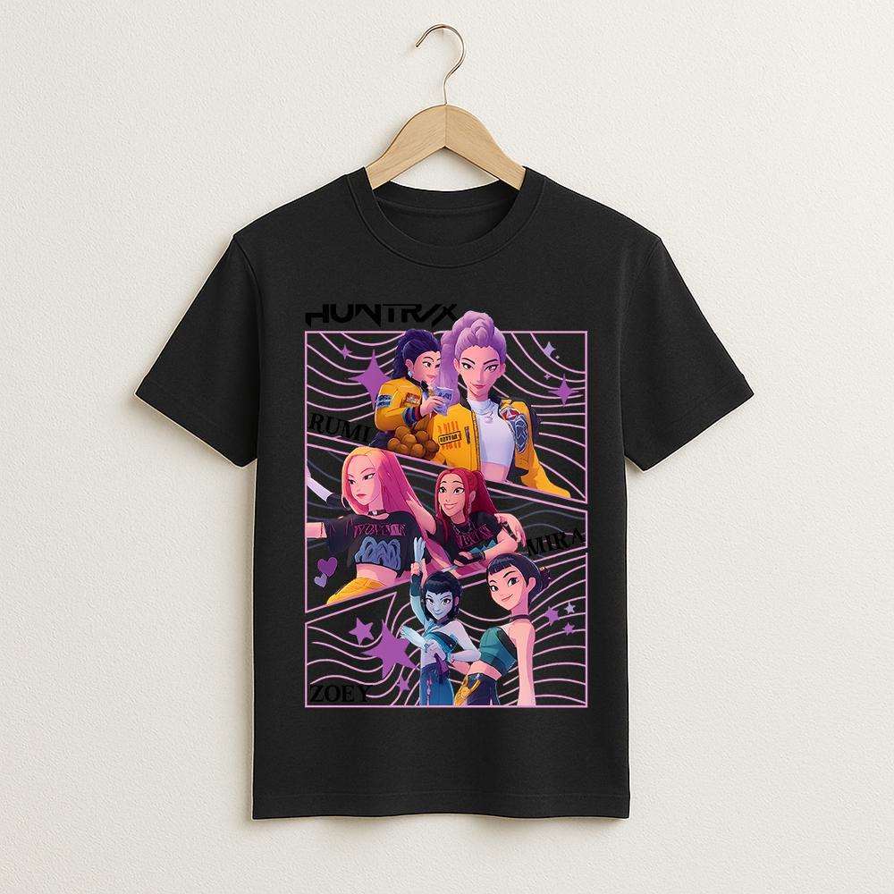 Demon Hunter print t-shirt new fashion cartoon pattern neutral loose crew neck 100