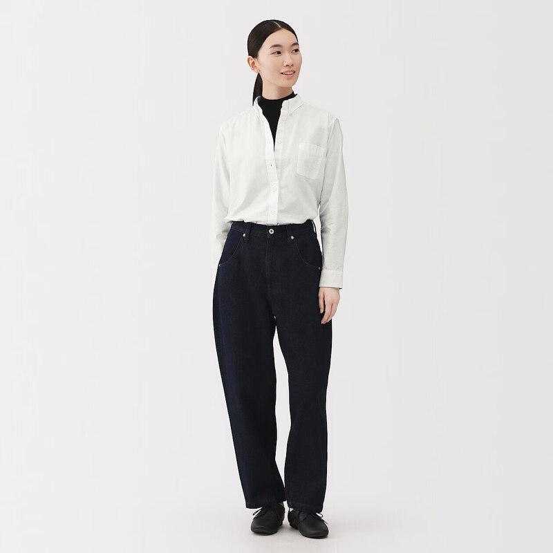 MUJI Women's Washed Cotton Oxford Button-Down Shirt