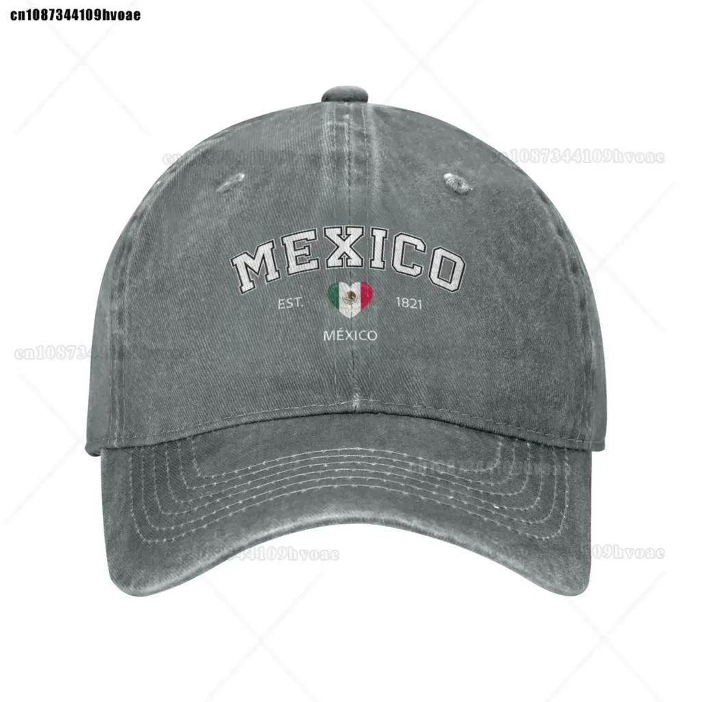 Mexico Flag Caps EST Retro Cowboy Washed Baseball Caps Female Sport Denim Sunscreen Hats Spring Summer Cap Men Trucker Cap