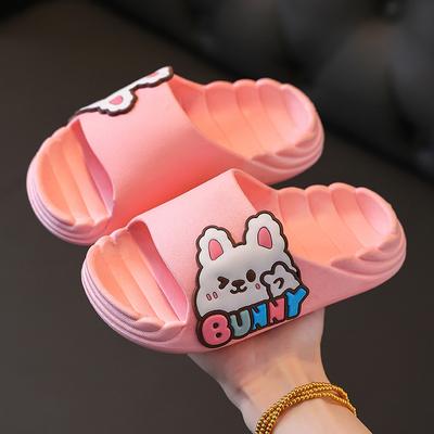 Boy Cartoon Cute Bear Breathable Open Toe Simple Beach Shoes 2024 Summer New Girls Bunny Sweet Indoor Slippers Kids Fashion PVC