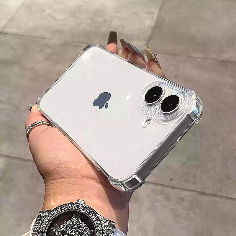 Luxury Transparent Black Silicone Soft Case For iPhone 16 15 14 13 12 11 Pro Max Plus Mini Clear Ultra Thin Cover Shockproof