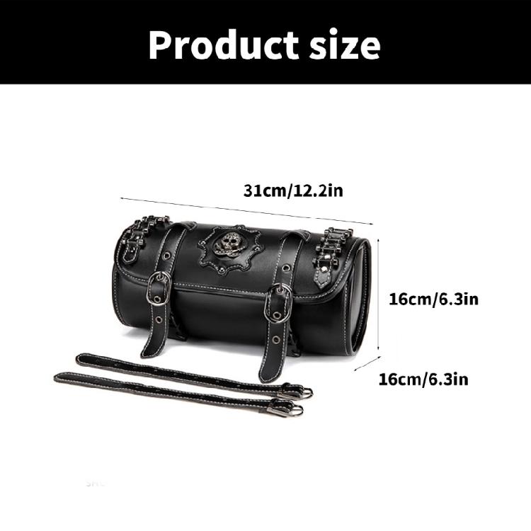 Front Fork Handlebar Bag Motorcycle Front Bag Tool Bag Skull Pattern Saddlebag PU Storage Pouch Motorbike Tool Bag