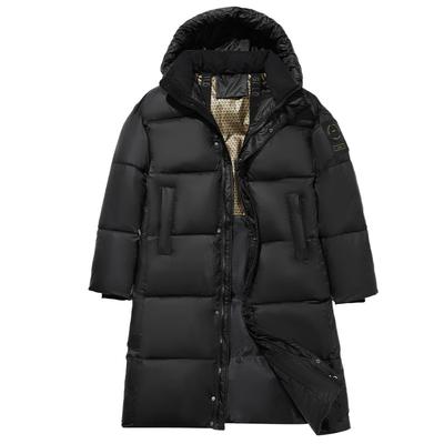 Men's and Women's Loose Hooded Cotton-padded Winter Couple's Plus Long Knee-length Black Cotton-padded Jacket