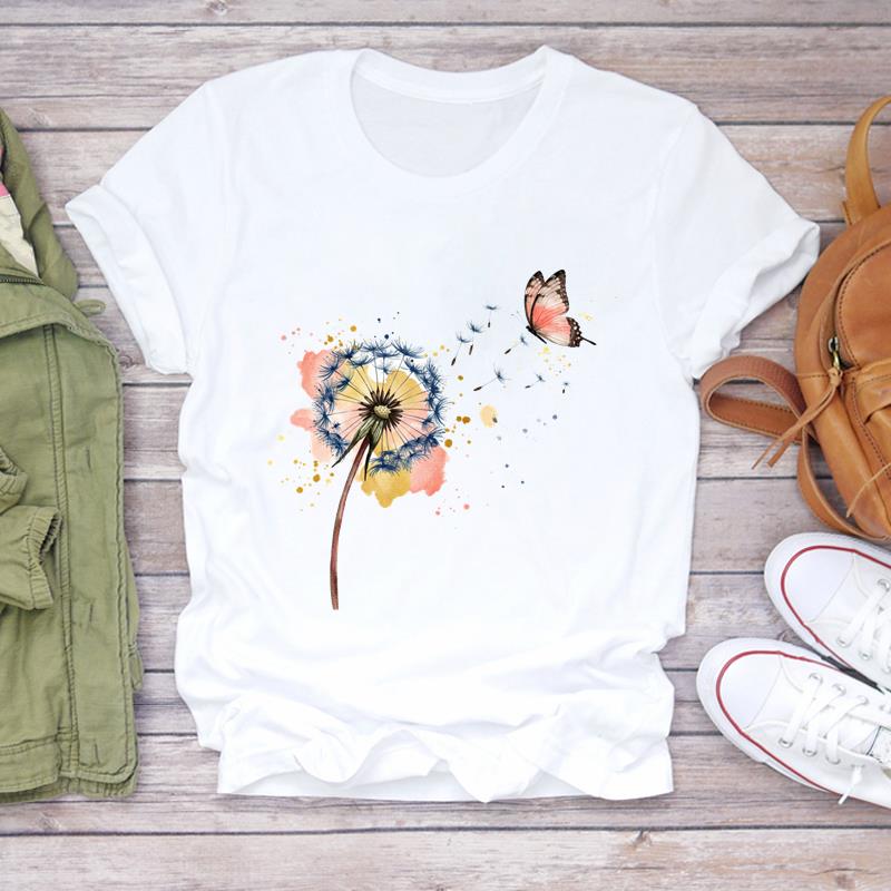 (Asian Size) Women Tee sweet love heart trend cute Top Clothing Casual  Short Sleeve T Shirt Fashion Print Lady Female Graphic T-shirts