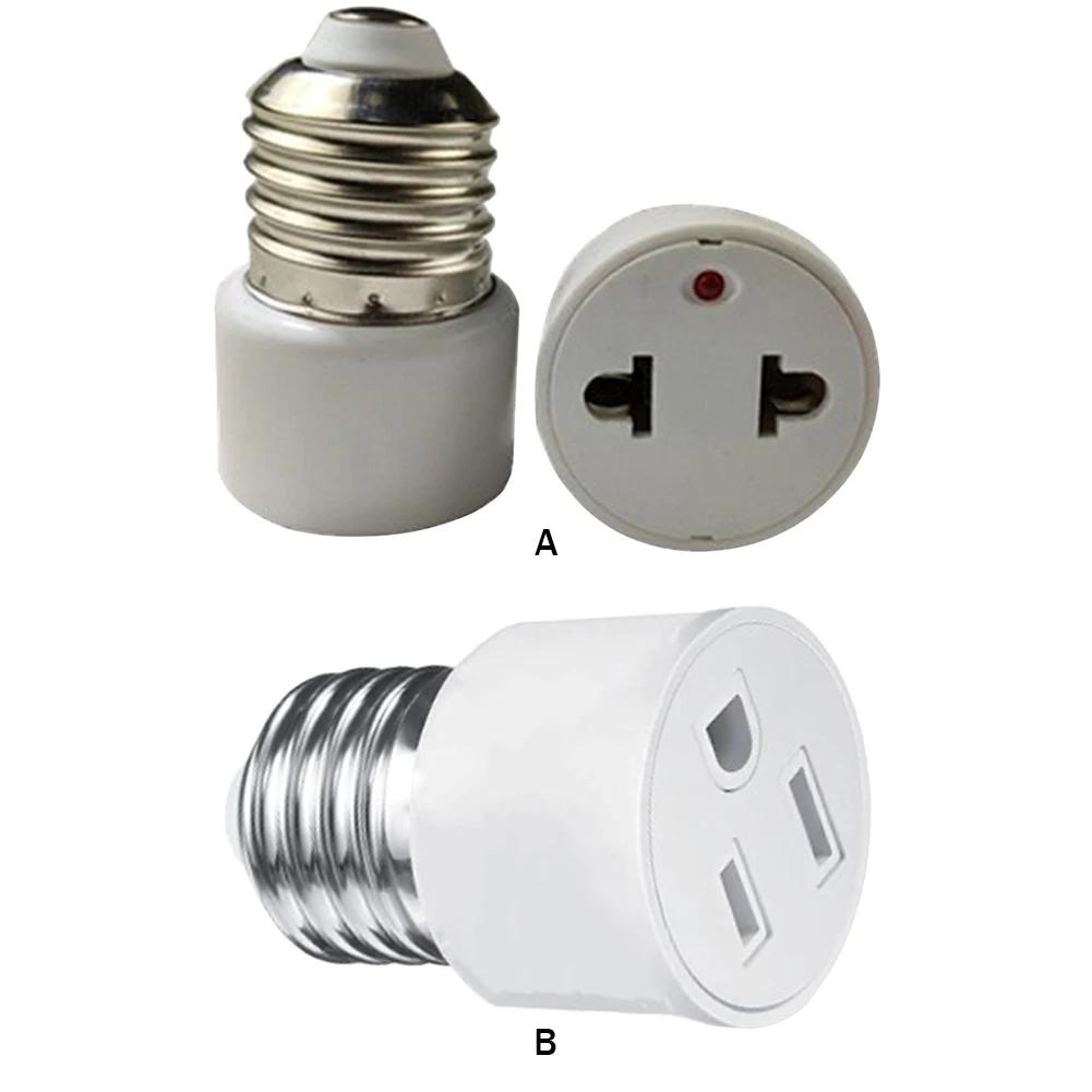 Adaptor E26/E27 cu șurub pentru bază de bec, ignifug, cu priză cu doi/trei pini, convertor, priză pentru soclu de lampă cu doi/trei pini