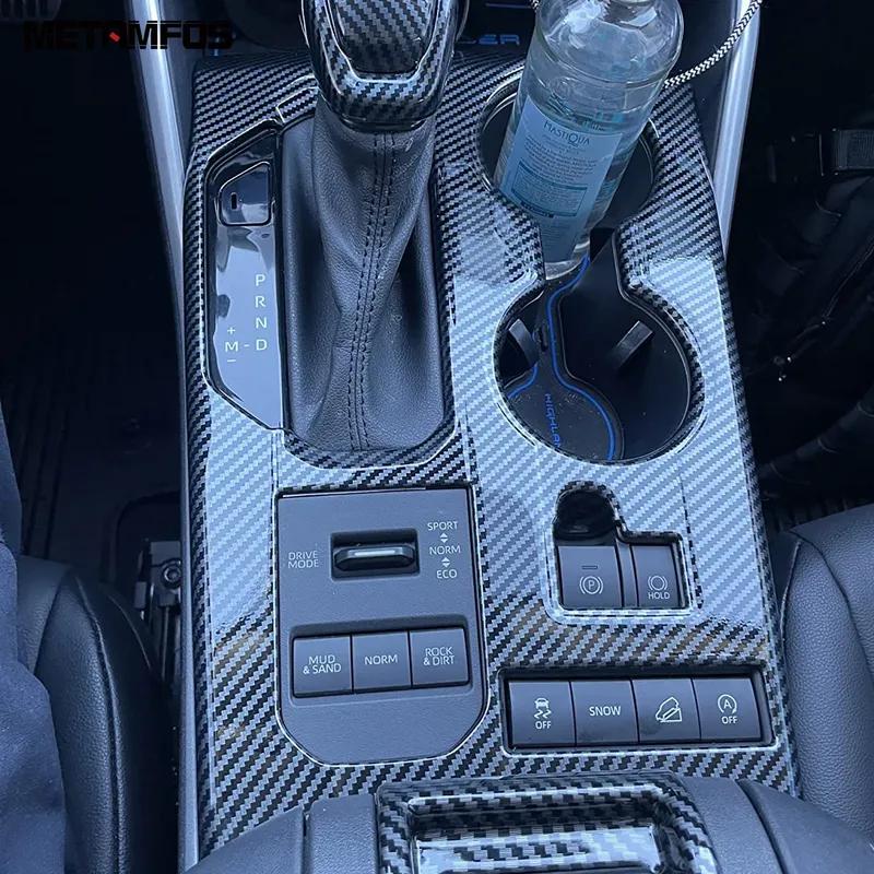 Accessories For Toyota Highlander Kluger XU70     Carbon Fiber Center Console Gear Shift Box Trim Cup Holder