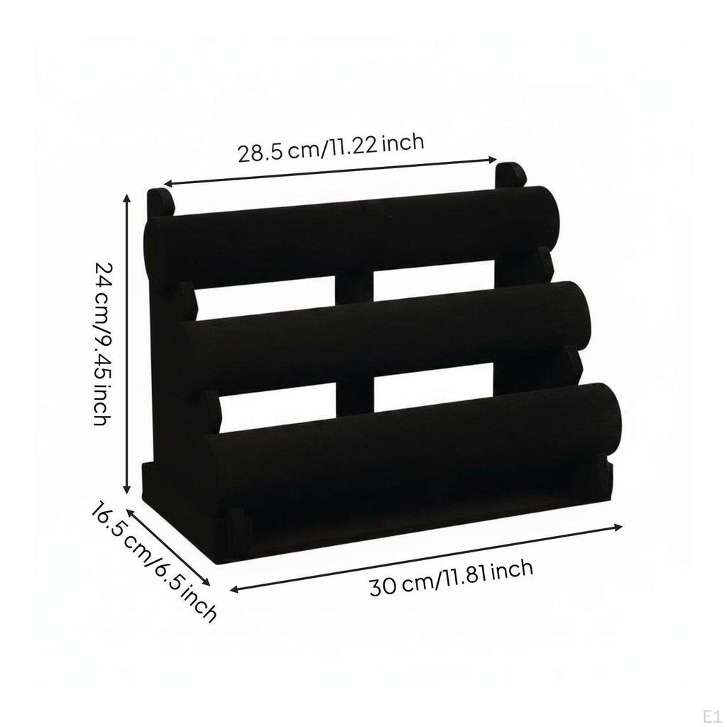 Espositore per Braccialetti a 3 Livelli Organizer Multiuso in Velluto per Gioielli Rack con Aste Staccabili Orologio