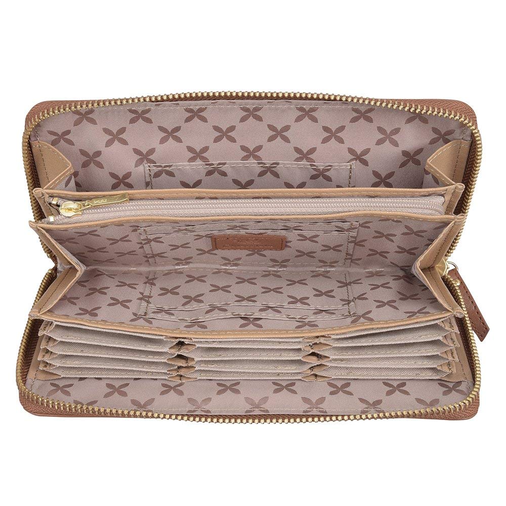 Chiocciola Genuine Leather Long Wallet with Ample Clear At a Glance Women's Storage, (Brown)