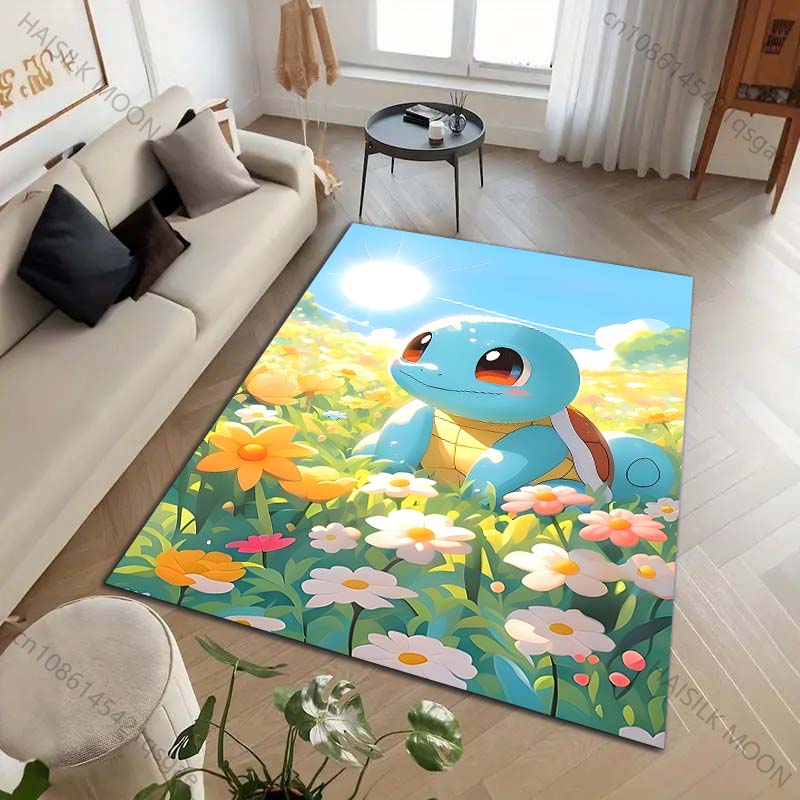 1PC Japanese Pokémon Squirtle Print Carpet for Living Room Bedroom Kid's Room Home Decor Area Rug Sofa Cloakroom Play Mat