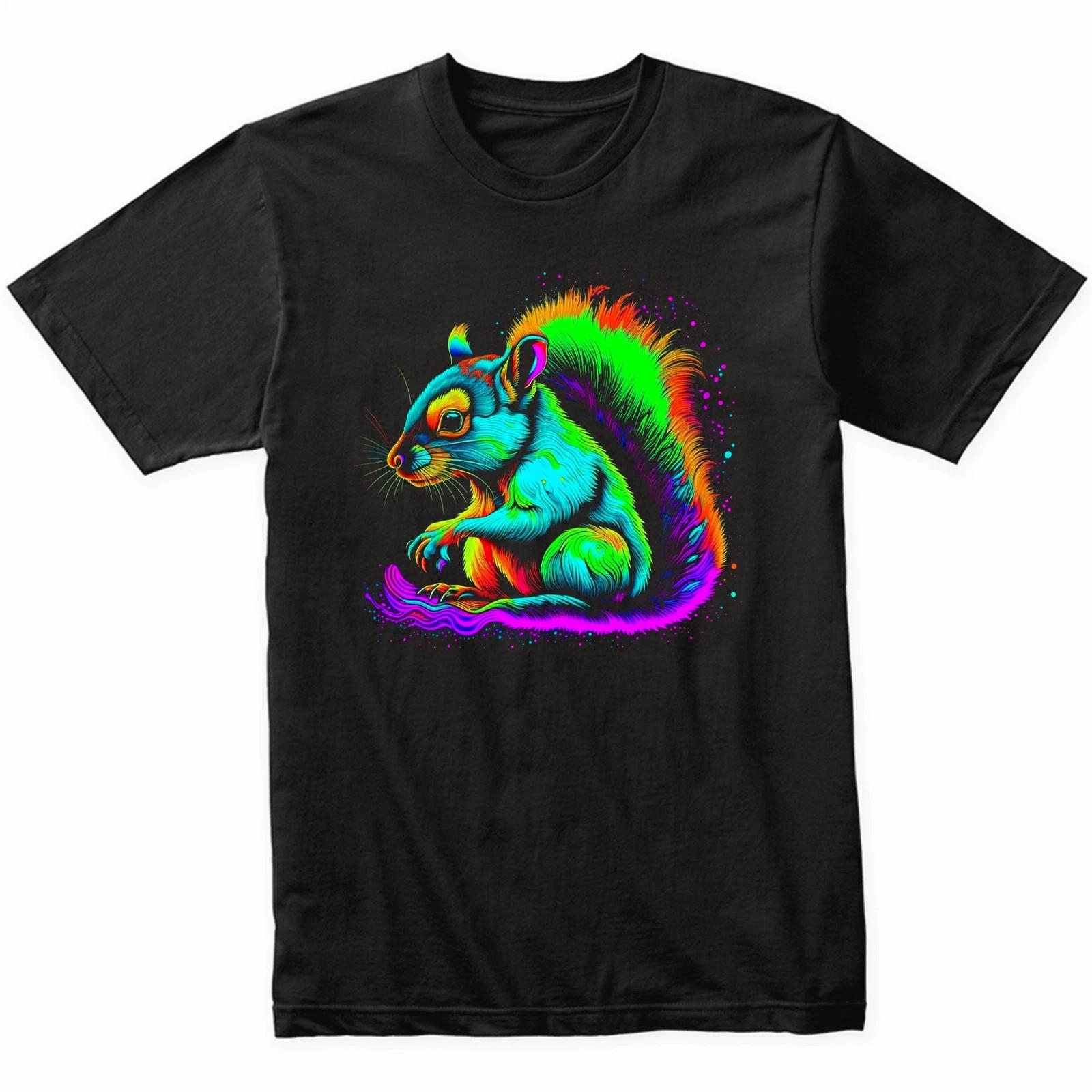 Squirrel Psychedelic Animal Art T-Shirt Nature Shirt - Animal Lover Gift XL
