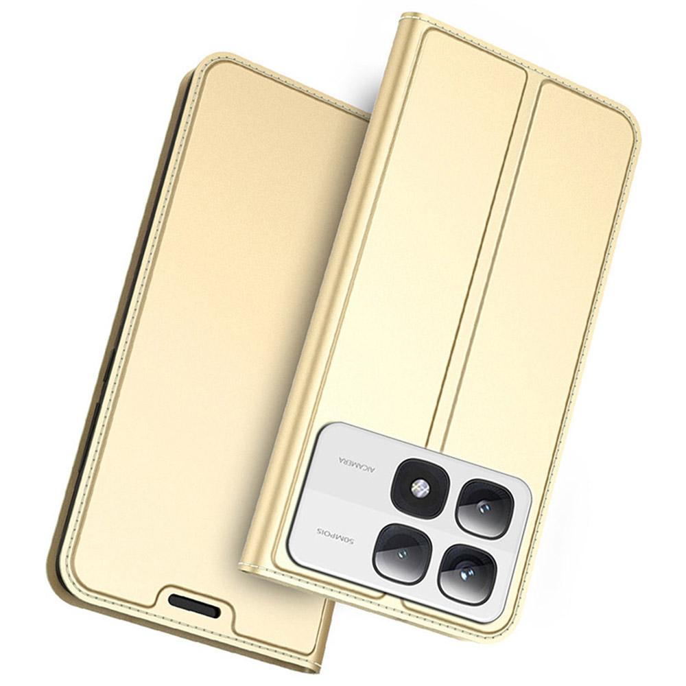 

For Xiaomi 14T Case PU Leather Phone Cover with Card Holder Stand Magnetic Closure Gold
