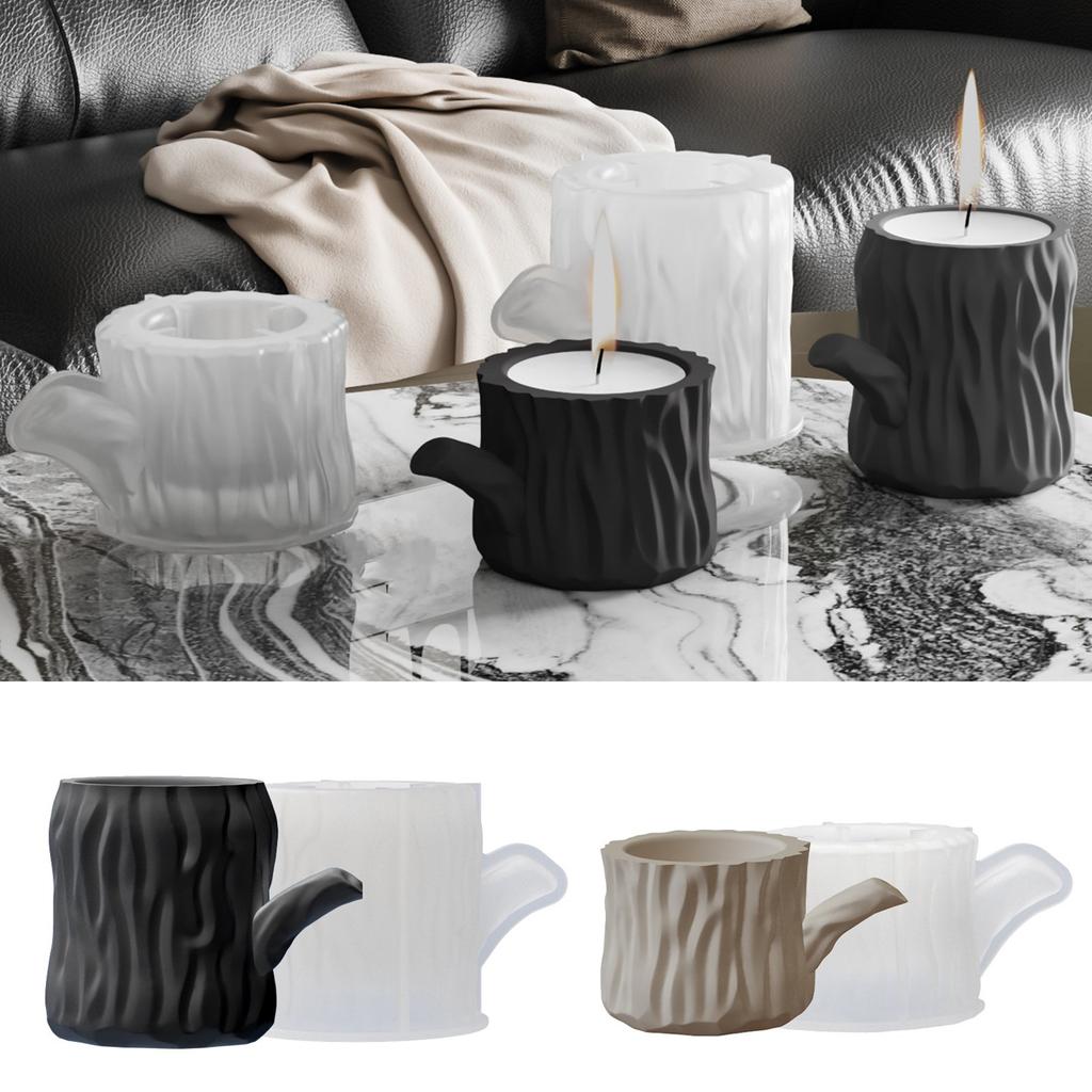 Candlestick Silicone Mold Candle Cup Molds Tree Stump Candle Holder Mould Plaster Succulent Planter Decorations Moulds