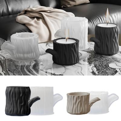 Candlestick Silicone Mold Plaster Candle Cup Mould Candle Holder Gypsum Molds Tree Stump Succulent Planter Mould