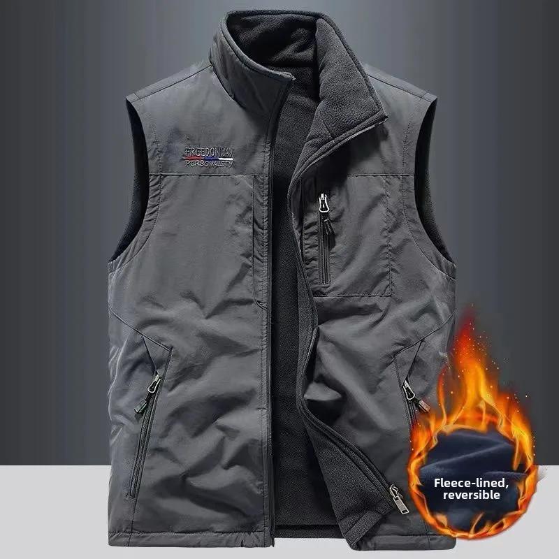Men Outdoor High Quality Sports Leisure Windproof Breathable Sleeveless Thick Vest Fashionable and Breathable Warm Vest Comfort