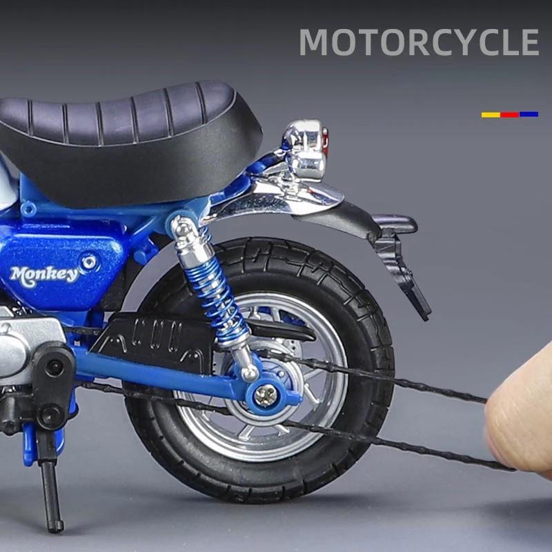 1/12 Honda Monkey 125 Alloy Motorcycle Model Die Cast Toy Vehicle Simulation Sound and Light Off Road Autocycle Collection Toys