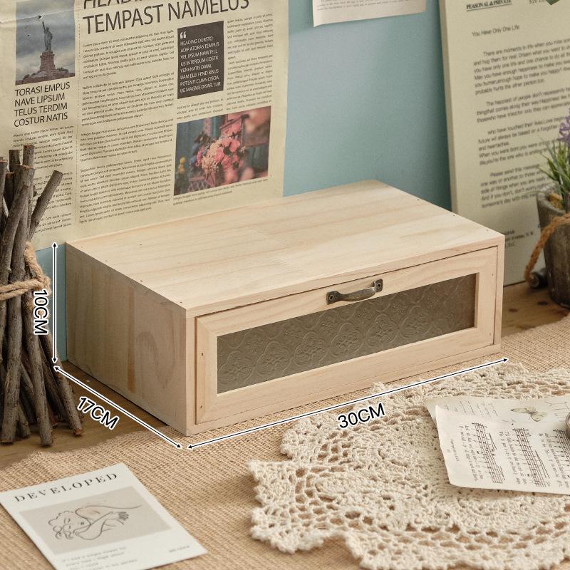 Retro Wooden Desk Organizer and Monitor Stand