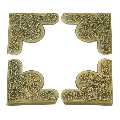 

20 Pcs Retro Decorative Corner Protector Jewelry Box Wooden Box Chest Furniture Guard Edge Cover Metal Flower Carved 43*43mm античный бронзовый